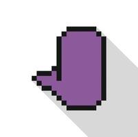 Pixelated hand cursor pointing left with long shadow vector