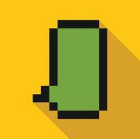 Green pixelated rubber boot casting long shadow on yellow background vector