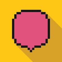 Pixelated pink speech bubble communicating on yellow background vector