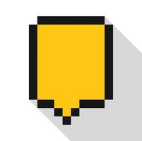 Pixelated yellow speech bubble with black border and long shadow vector