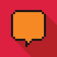 Pixelated speech bubble communicating a message on red background vector