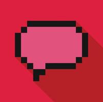 Pixelated speech bubble communicating on red background vector