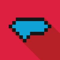 Pixel art sunglasses icon with long shadow on red background vector