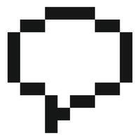 Pixelated speech bubble communicating a message online vector