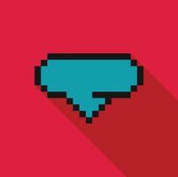 Pixelated thumbs down icon showing disapproval on red background vector