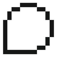 Pixelated rounded corner forming open shape on white background vector