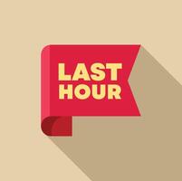 Last hour offer red ribbon with long shadow vector