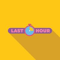 Stopwatch showing last hour with a yellow background vector