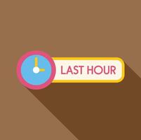 Clock showing last hour with long shadow vector