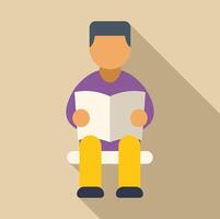 Man sitting and reading newspaper in waiting room vector