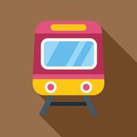 Modern subway train arriving at station with long shadow vector