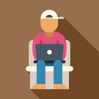 Freelancer working remotely from home using laptop computer vector