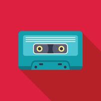 Turquoise audio cassette tapes representing nostalgia and retro music culture on red background vector