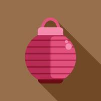 Pink chinese paper lantern hanging with long shadow on brown background vector