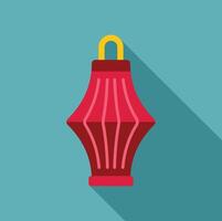 Red chinese paper lantern hanging with yellow handle on turquoise background vector