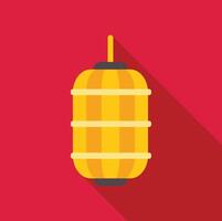 Yellow chinese paper lantern hanging on red background vector