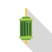 Green hanging electric fuse protecting electrical circuit with long shadow vector