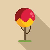 Round lollipop tree growing on grass with long shadow vector