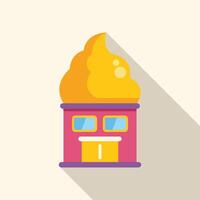 Whimsical ice cream shop building with long shadow vector