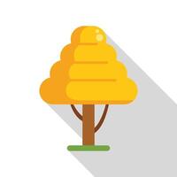 Stylized yellow tree with rounded crown and long shadow vector