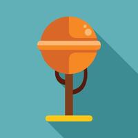 Orange lollipop with stick and yellow base on turquoise background vector
