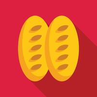 Two slices of bread with long shadow on red background vector
