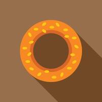 Turkish simit bread with sesame seeds on brown background vector