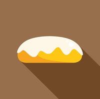 Delicious glazed donut with long shadow on brown background vector