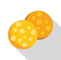 Two round biscuits with holes representing cheese, flat design with long shadow vector