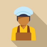 Baker wearing apron and hat, flat design with long shadow vector