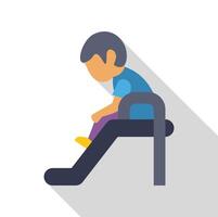 Boy sitting on top of slide getting ready to go down vector