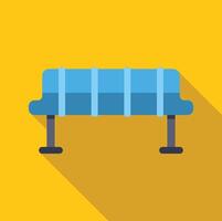 Empty blue plastic bench on yellow background with long shadow vector