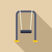 Empty swing hanging from metal frame in playground vector