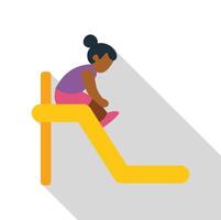 Little girl sliding down playground slide in summertime vector