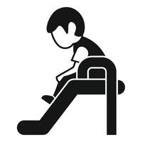Child sitting on top of slide getting ready to go down vector