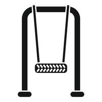 Kid swing set hanging from metal frame in playground vector