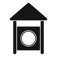 Dog house with round door and triangular roof, simple icon showing pet shelter vector