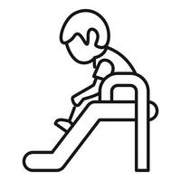 Child sliding down playground slide, enjoying outdoor activities vector