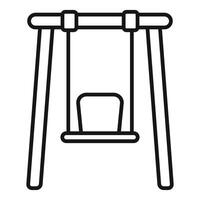 Swing set hanging from wooden frame in playground for children entertainment vector