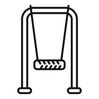 Kid swinging on empty swing set in playground vector