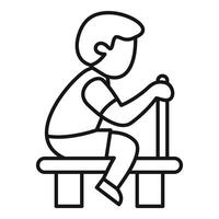 Boy sitting on bench, side view line drawing of a child resting vector