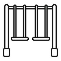 Kids swings set hanging from metal frame in playground vector