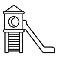 Kids playground slide and ladder leading to small house with round window vector