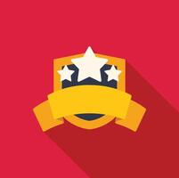 Golden shield with stars and ribbon showing quality and success vector