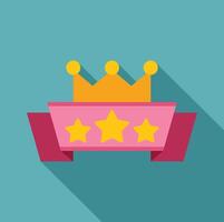 Crown with three stars on pink ribbon symbolizing top quality rating vector