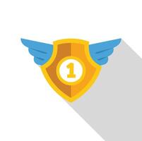 Golden shield with wings representing first place achievement vector