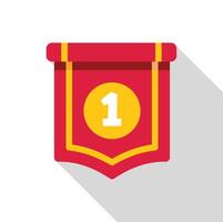 Red pennant showing number one hanging on white background vector