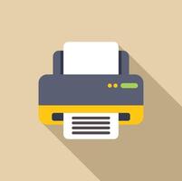Printer printing document with long shadow, flat design icon vector