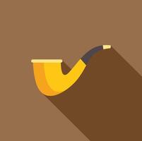 Yellow smoking pipe with black stem casting long shadow vector