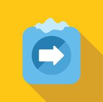 Frozen blue app button showing white arrow pointing right vector